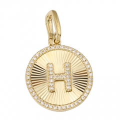 Fluted Medallion Initial Charm