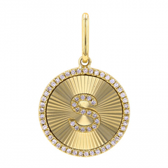 Fluted Medallion Initial Charm