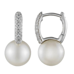 Diamond & Pearl Huggie Earrings