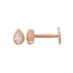 Pear Shape Diamond Bezel Flat Back Earrings