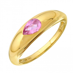 Gold Inlay Pear Shaped Pink Sapphire Ring