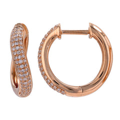 Gold Wave Diamond Huggie Earrings