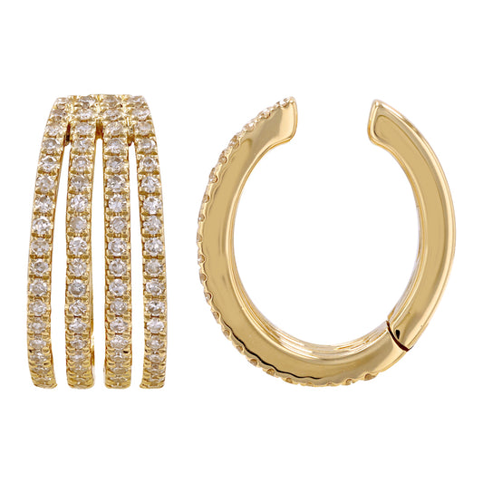 Four Rows Diamond Openable Ear Cuff