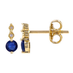 Round Gemstones and Diamond Bar Earring