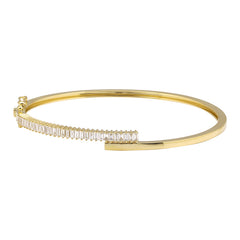 Half Baguette Half Gold Cross Bangle
