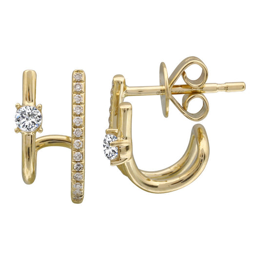 Double Cage Gold and Diamond Earrings
