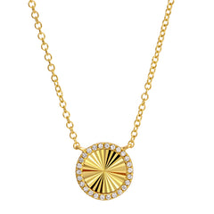 Fluted Disc Diamond Necklace