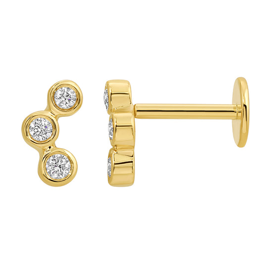 Bezel Trio Diamond Flat Back Earrings