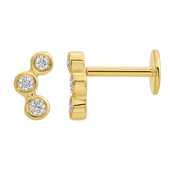 Bezel Trio Diamond Flat Back Earrings