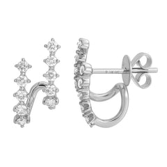 Double Bar Diamond Cage Lobe Earrings