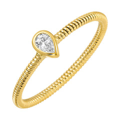 Pear Diamond Center Fluted Ring*