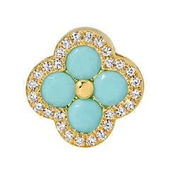Diamond Border Turquoise Clover Rondelle