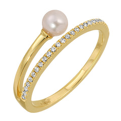 Diamond Band & Pearl Ring