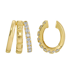 Diamond 3 Row Claw Gold Ear Cuff