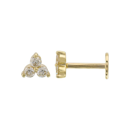 Trio Diamond Flat Back Earrings