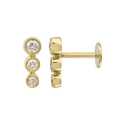 Bezel Bar Diamond Degraded Flat Back Earrings