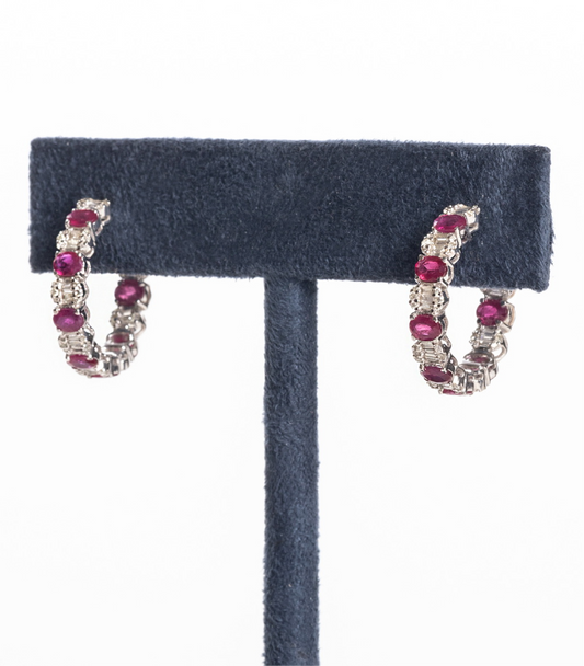 Ruby and Diamond Hoops