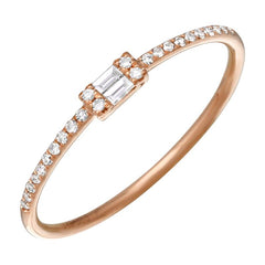 Mini Diamond Baguette Center Pinky Ring