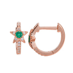 Star Huggie Piercing with Emerald Center