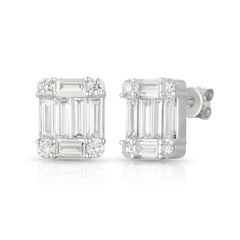 Lab Diamond Square Illusion Earrings