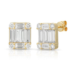 Lab Diamond Square Illusion Earrings