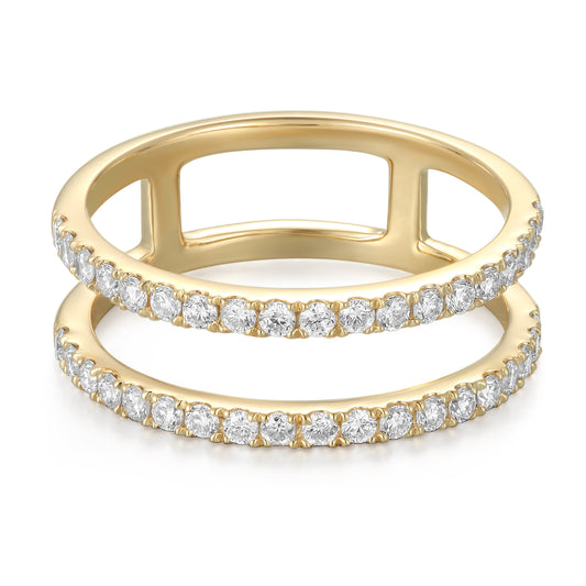 Lab Diamond Double Row Ring
