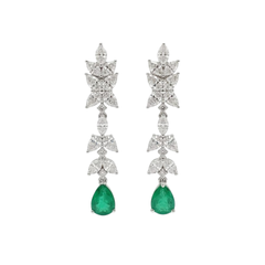 Pendant Diamond & Pear Emerald Earrings