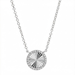Fluted Disc Diamond Necklace