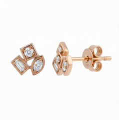 Gold Multi Shape Diamond Stud Earrings