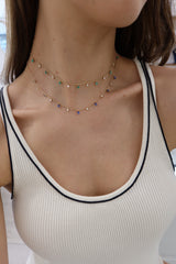Dangling Pear Gemstone and Diamond Necklace