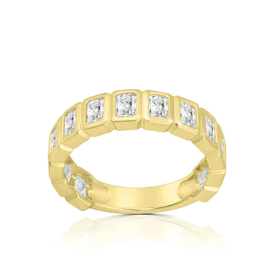 Lab Emerald Cut Bezel Eternity Ring