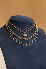 Emerald Cut Bezel Lab Diamond Ball Chain Necklace