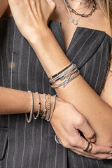 Half Baguette Half Gold Cross Bangle