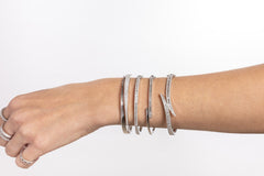 Half Baguette Half Gold Cross Bangle