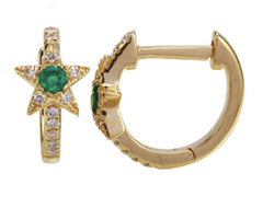 Star Huggie Piercing with Gemstone Center