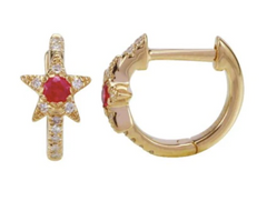 Star Huggie Piercing with Gemstone Center