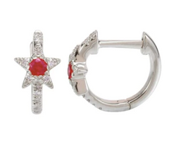 Star Huggie Piercing with Gemstone Center