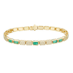 Gold Pave and Gemstone Square Gemstone Bracelet