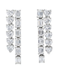 Lab Duo Diamond Drop Emerald Cut & Heart Cut Earrings