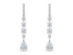 Lab Diamond Round and Pear Drop Earring