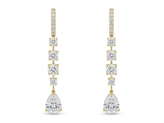 Lab Diamond Round and Pear Drop Earring