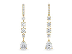 Lab Diamond Round and Pear Drop Earring