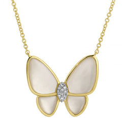 Mother Pearl Butterfly Diamond Necklace