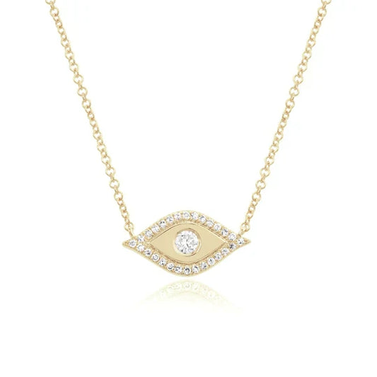Evil Eye Outline Diamond Necklace