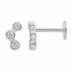 Bezel Trio Diamond Flat Back Earrings