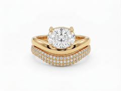 Wavy Chunky Lab Diamond Oval Shape Ring