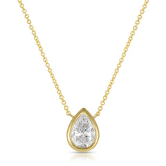 Lab Diamond Pear Bezel Necklace