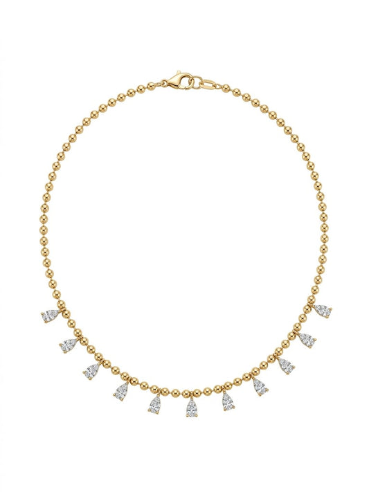 Illusion Pear Diamond Dangling Ball Chain Necklace