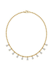 Illusion Pear Diamond Dangling Ball Chain Necklace