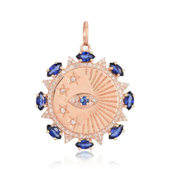 Evil Eye and Star with Blue Sapphire Medallion Charm